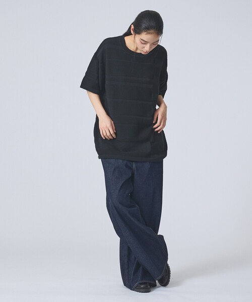 FORTUNA HOMME（フォルトゥナオム）の「【FORTUNA/フォルトゥナ】EcotecDryKnitボーダーT/エコテックドライニットボーダーTシャツ/ユニセックス/WEB限定（ニット/セーター・メンズ・グレイッシュベージュ/ブラック/ホワイト・L/M）」の17枚目の写真