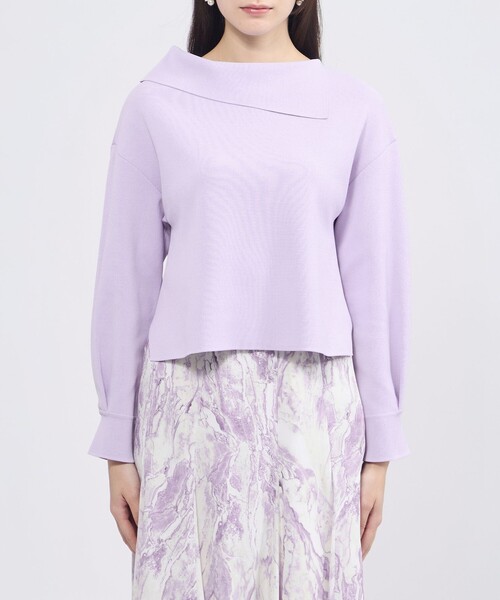 EPOCA（エポカ）の「【La maglia】 アシンメトリーカラーニット（ニット/セーター・レディース・パープル系その他4/ネイビー/オフホワイト・40）」の8枚目の写真