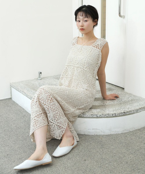 Bab(バブ)の「【選べるサイズ展開】【累計お気に入り登録5万人!】クロシェロングワンピース(ワンピース・レディース・ブルー/チャコールグレー/ホワイト系その他/A/モカ・S/M/XS)」の10枚目の写真