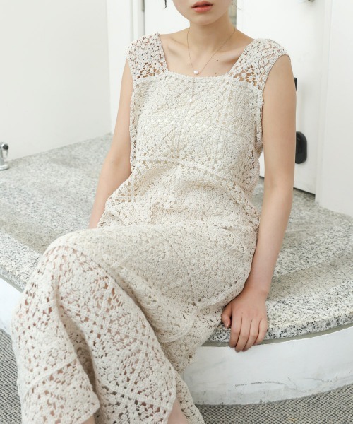 Bab(バブ)の「【選べるサイズ展開】【累計お気に入り登録5万人!】クロシェロングワンピース(ワンピース・レディース・ブルー/チャコールグレー/ホワイト系その他/A/モカ・S/M/XS)」の15枚目の写真