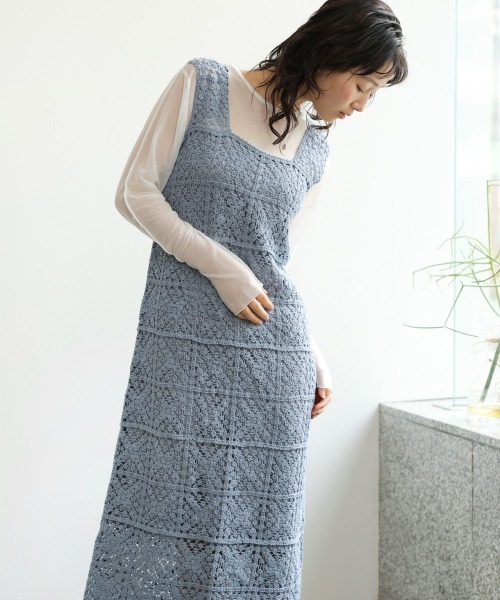 Bab(バブ)の「【選べるサイズ展開】【累計お気に入り登録5万人!】クロシェロングワンピース(ワンピース・レディース・ブルー/チャコールグレー/ホワイト系その他/A/モカ・S/M/XS)」の18枚目の写真