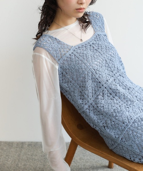 Bab(バブ)の「【選べるサイズ展開】【累計お気に入り登録5万人!】クロシェロングワンピース(ワンピース・レディース・ブルー/チャコールグレー/ホワイト系その他/A/モカ・S/M/XS)」の19枚目の写真