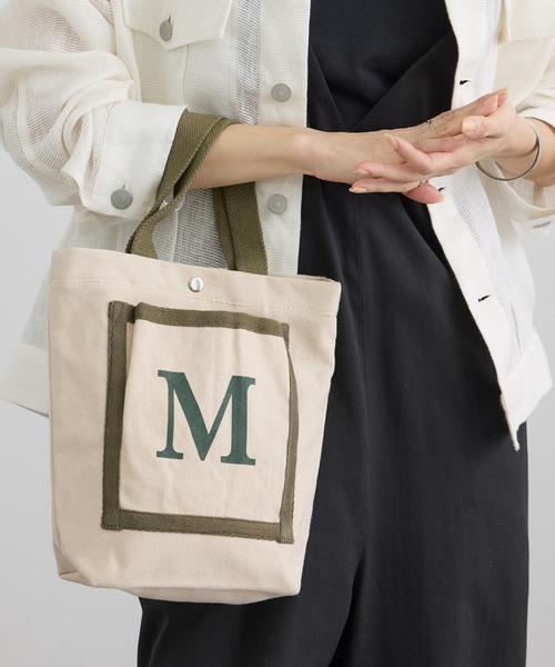 SALON adam et rope'(サロン アダム エ ロペ)の「【MALUS /マリュス】キャンバストート / small(トートバッグ・レディース・グリーン/オフホワイト・FREE)」の1枚目の写真