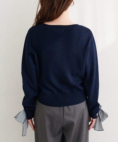 natural couture(ナチュラルクチュール)の「長さ変えられる袖口リボンカーディガン(カーディガン/ボレロ・レディース・その他1/ネイビー/ベージュ/オフホワイト・FREE)」の12枚目の写真