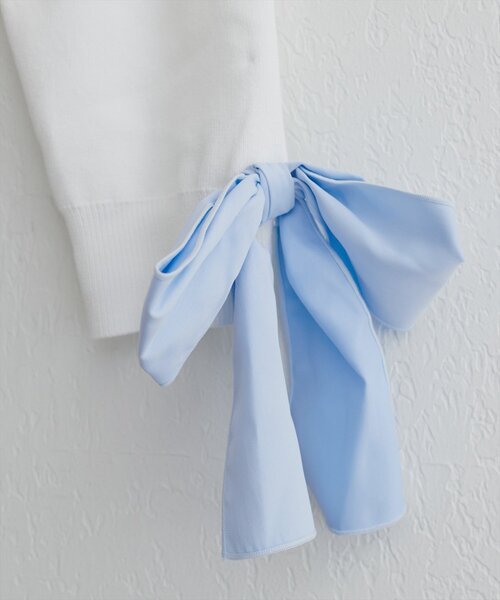 natural couture(ナチュラルクチュール)の「長さ変えられる袖口リボンカーディガン(カーディガン/ボレロ・レディース・その他1/ネイビー/ベージュ/オフホワイト・FREE)」の22枚目の写真