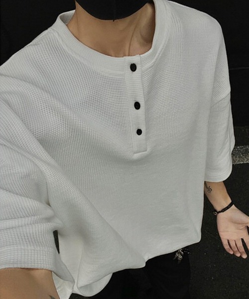 WESTBOY(ウエストボーイ)の「ミニマルヘンリーネック ワッフルオーバーTシャツ WO26S4TP19(その他トップス・メンズ・グレー/ブラック/ホワイト・XL/M/L)」の12枚目の写真