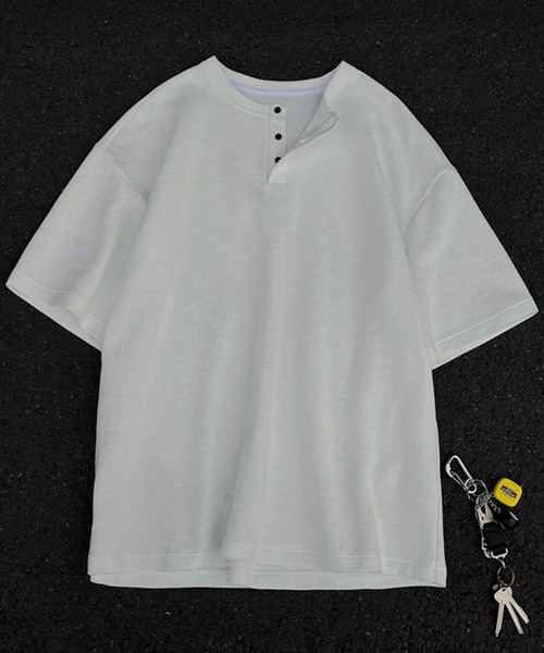 WESTBOY(ウエストボーイ)の「ミニマルヘンリーネック ワッフルオーバーTシャツ WO26S4TP19(その他トップス・メンズ・グレー/ブラック/ホワイト・XL/M/L)」の13枚目の写真