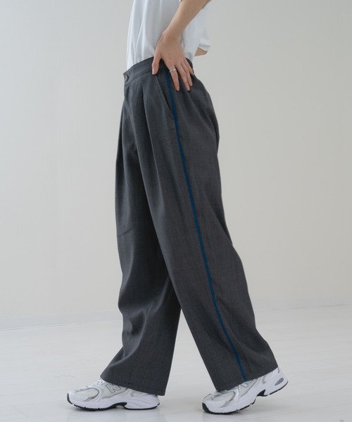 refinedworks（リファインドワークス）の「【refinedworks】トレンド 見えする 配色 ライン パンツ！（その他パンツ・レディース・ブラウン/チャコールグレー・FREE）」の6枚目の写真