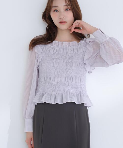 ◇シアーチェックシャーリングブラウス（シャツ/ブラウス）｜NATURAL