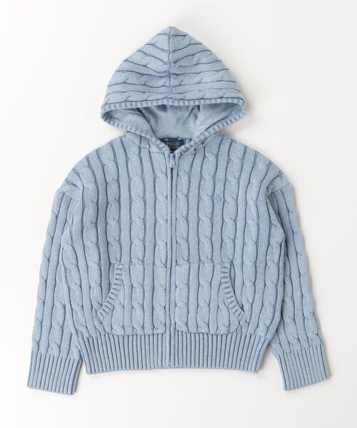 POLO RALPH LAUREN CHILDRENSWEAR(ポロ ラルフ ローレン チルドレンズウェア)の「ケーブルニット コットン フルジップ フーディ(パーカー・キッズ・ブルー・L/M/S/XL)」の3枚目の写真