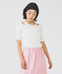 Ray BEAMS | RIB キリカエ アシメネック Tシャツ(Tシャツ/カットソー)