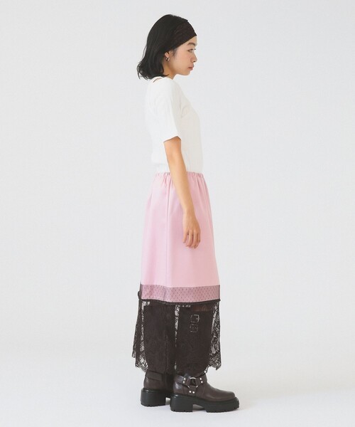 Ray BEAMS(レイビームス)の「RIB キリカエ アシメネック Tシャツ(Tシャツ/カットソー・レディース・ブラック/ワイン/ホワイト・ONE SIZE)」の5枚目の写真