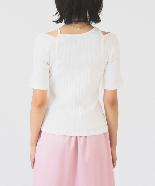 Ray BEAMS(レイビームス)の「RIB キリカエ アシメネック Tシャツ(Tシャツ/カットソー・レディース・ブラック/ワイン/ホワイト・ONE SIZE)」の22枚目の写真