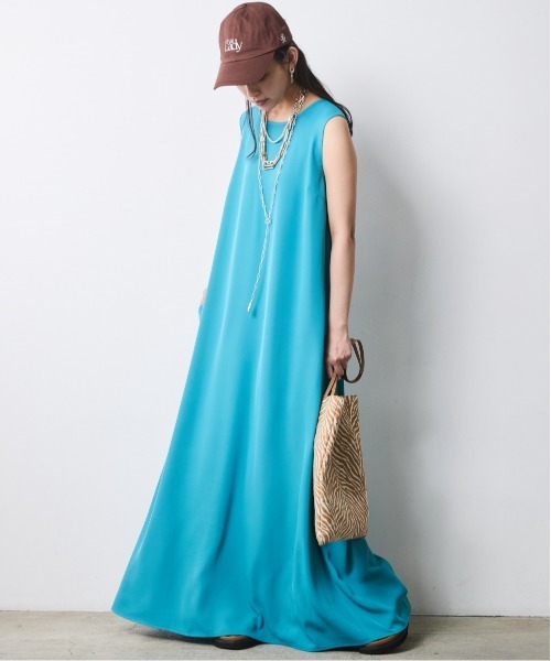 CHIC STYLE(シックスタイル)の「Aラインマキシワンピース<大きいサイズ有>シックスタイル(ワンピース・レディース・ターコイズブルー/モカ/アイボリー系/ネイビー系・L/M/5L/4L/3L/LL)」の5枚目の写真