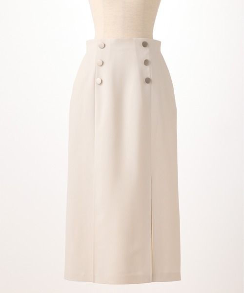 STRAWBERRY-FIELDS（ストロベリーフィールズ）の「トロストレッチ_メタル釦タイトスカート（スカート・レディース・ベージュ系その他/ライトグレー/ブラック・2/1）」の5枚目の写真