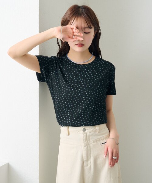 mystic（ミスティック）の「《WEB限定》クルーチビフラワーTシャツ（Tシャツ/カットソー・レディース・オフホワイト/グレー/ブラック・FREE）」の20枚目の写真