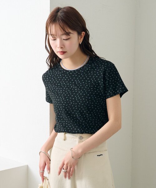 mystic（ミスティック）の「《WEB限定》クルーチビフラワーTシャツ（Tシャツ/カットソー・レディース・オフホワイト/グレー/ブラック・FREE）」の21枚目の写真