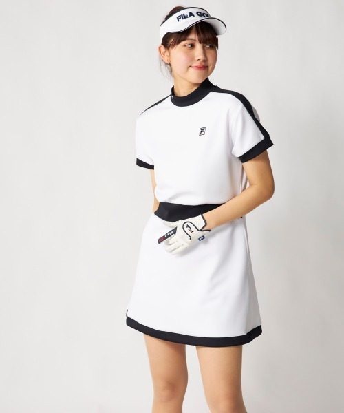 FILA GOLF(フィラゴルフ )の「【FILA GOLF:フィラゴルフ】レディースモックネックワンピース ダンボールニット ゴルフ(ワンピース・レディース・ミント/ホワイト/ブラック・X-LARGE/LARGE/MEDIUM/XX-LARGE)」の1枚目の写真