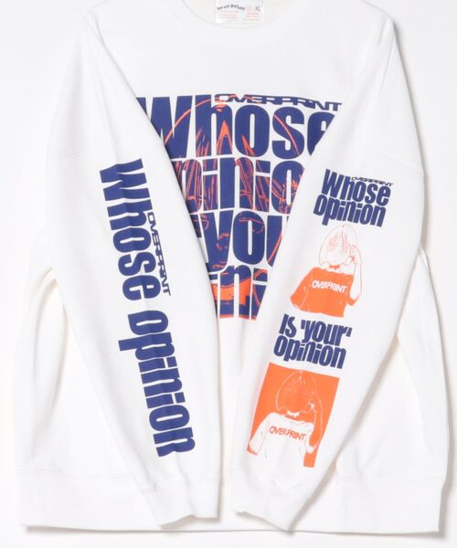 over print（オーバープリント）の「overprint/オーバープリント/OPiNiON sweatshirts（スウェット・レディース・ブラック/ホワイト・XL/L）」の4枚目の写真