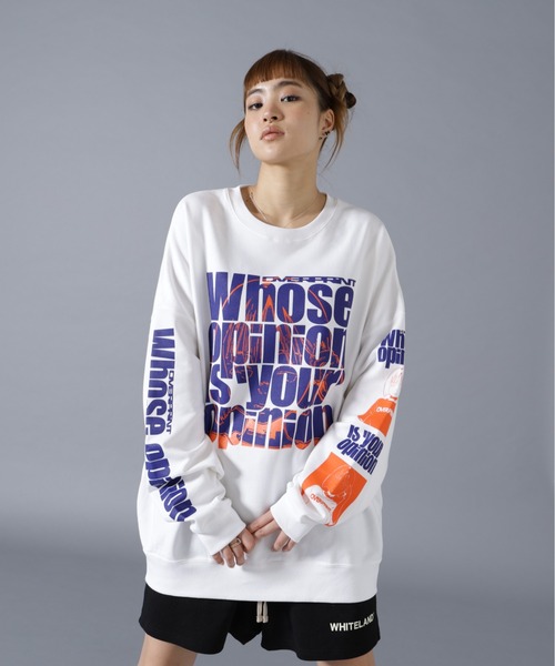 over print（オーバープリント）の「overprint/オーバープリント/OPiNiON sweatshirts（スウェット・レディース・ブラック/ホワイト・XL/L）」の5枚目の写真