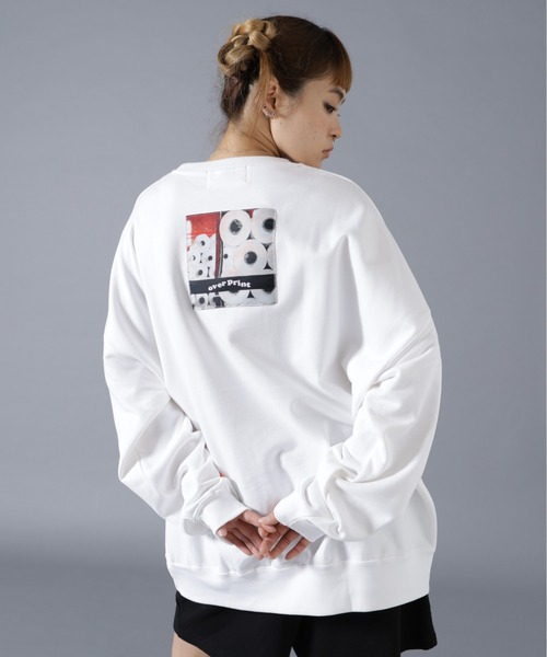 over print（オーバープリント）の「overprint/オーバープリント/OPiNiON sweatshirts（スウェット・レディース・ブラック/ホワイト・XL/L）」の6枚目の写真
