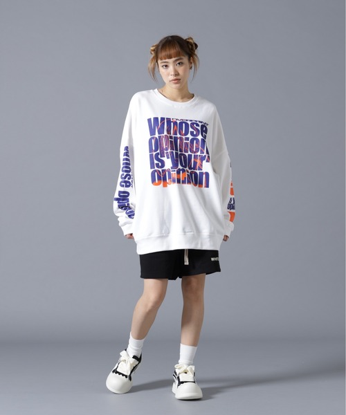 over print（オーバープリント）の「overprint/オーバープリント/OPiNiON sweatshirts（スウェット・レディース・ブラック/ホワイト・XL/L）」の7枚目の写真