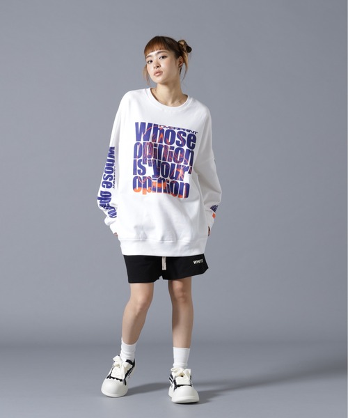 over print（オーバープリント）の「overprint/オーバープリント/OPiNiON sweatshirts（スウェット・レディース・ブラック/ホワイト・XL/L）」の8枚目の写真
