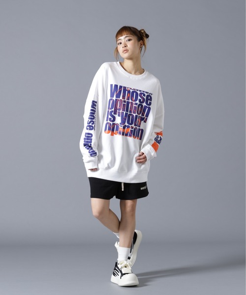 over print（オーバープリント）の「overprint/オーバープリント/OPiNiON sweatshirts（スウェット・レディース・ブラック/ホワイト・XL/L）」の9枚目の写真