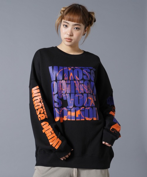 over print（オーバープリント）の「overprint/オーバープリント/OPiNiON sweatshirts（スウェット・レディース・ブラック/ホワイト・XL/L）」の14枚目の写真