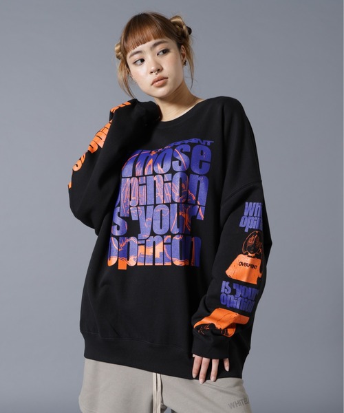 over print（オーバープリント）の「overprint/オーバープリント/OPiNiON sweatshirts（スウェット・レディース・ブラック/ホワイト・XL/L）」の15枚目の写真