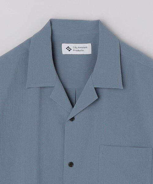 City Ambient Products（シティアンビエントプロダクツ）の「City Ambient Products: オープンカラー 楊柳 ショートスリーブ シャツ（シャツ/ブラウス・メンズ・ライトブルー/チャコールグレー/ライトグレー・SMALL/MEDIUM/LARGE）」の4枚目の写真