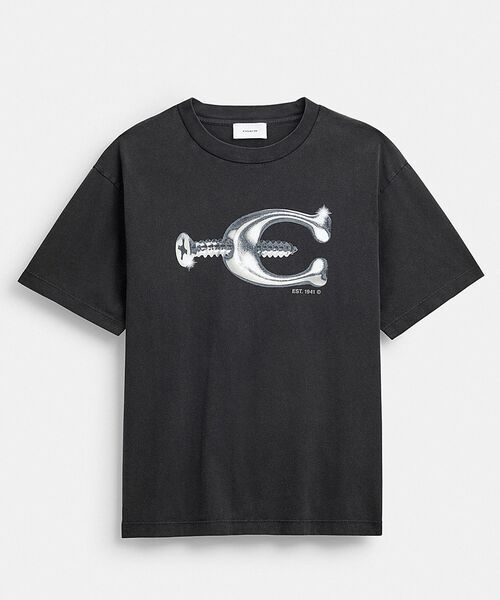 COACH(コーチ)の「スクリュー リラックスド Tシャツ・オーガニック コットン(Tシャツ/カットソー・メンズ・ブラック系その他・SMALL/MEDIUM/LARGE)」の7枚目の写真
