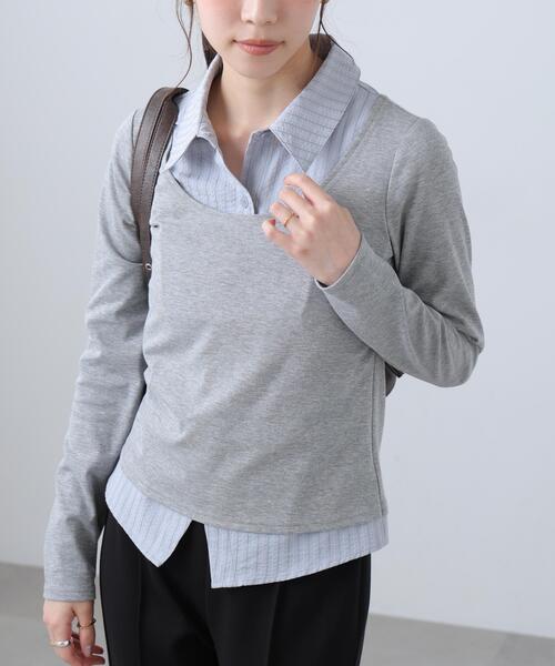 FREE'S MART（フリーズマート）の「◆シャツフェイクレイヤード深Ｕネックカットソー（Tシャツ/カットソー・レディース・ホワイト/グレー/ネイビー・FREE）」の3枚目の写真