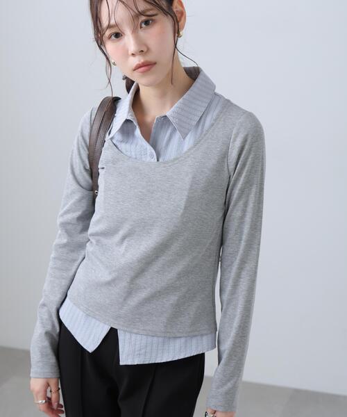 FREE'S MART（フリーズマート）の「◆シャツフェイクレイヤード深Ｕネックカットソー（Tシャツ/カットソー・レディース・ホワイト/グレー/ネイビー・FREE）」の10枚目の写真