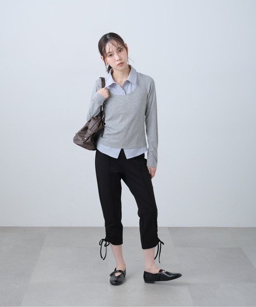 FREE'S MART（フリーズマート）の「◆シャツフェイクレイヤード深Ｕネックカットソー（Tシャツ/カットソー・レディース・ホワイト/グレー/ネイビー・FREE）」の10枚目の写真