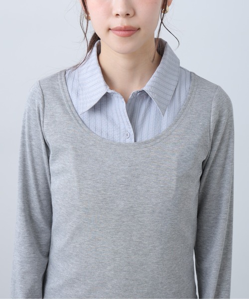 FREE'S MART（フリーズマート）の「◆シャツフェイクレイヤード深Ｕネックカットソー（Tシャツ/カットソー・レディース・ホワイト/グレー/ネイビー・FREE）」の17枚目の写真