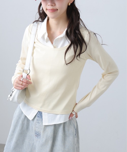 FREE'S MART（フリーズマート）の「◆シャツフェイクレイヤード深Ｕネックカットソー（Tシャツ/カットソー・レディース・ホワイト/グレー/ネイビー・FREE）」の21枚目の写真