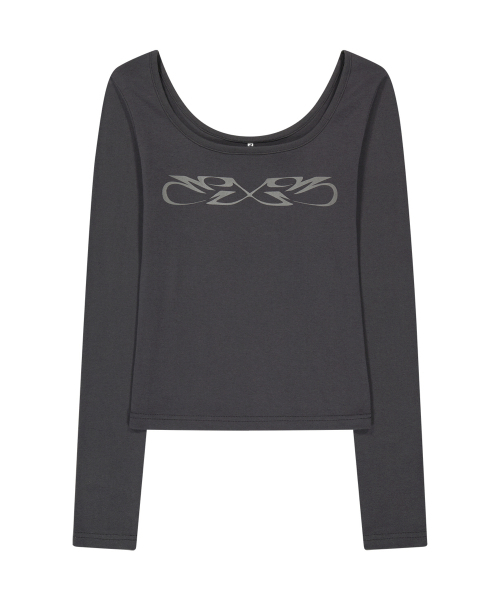 PORTERNA（ポルテナ）の「GRAPHIC U-NECK LONG SLEEVE T-SHIRT-CHARCOAL（Tシャツ/カットソー・レディース・その他・X-SMALL）」の10枚目の写真