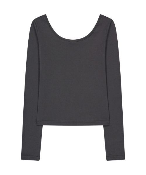 PORTERNA（ポルテナ）の「GRAPHIC U-NECK LONG SLEEVE T-SHIRT-CHARCOAL（Tシャツ/カットソー・レディース・その他・X-SMALL）」の4枚目の写真