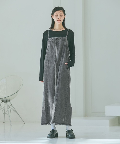 LAKOLE（ラコレ）の「裾フリンジデニムジャンスカ / 657830（ワンピース・レディース・ブラック・FREE）」の2枚目の写真