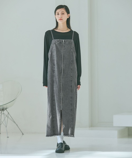 LAKOLE（ラコレ）の「裾フリンジデニムジャンスカ / 657830（ワンピース・レディース・ブラック・FREE）」の3枚目の写真