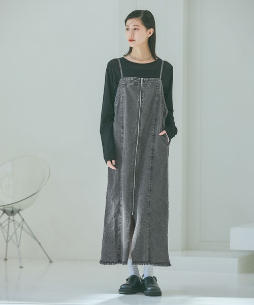 LAKOLE（ラコレ）の「裾フリンジデニムジャンスカ / 657830（ワンピース・レディース・ブラック・FREE）」の4枚目の写真