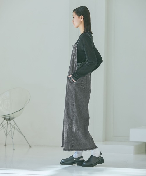 LAKOLE（ラコレ）の「裾フリンジデニムジャンスカ / 657830（ワンピース・レディース・ブラック・FREE）」の5枚目の写真