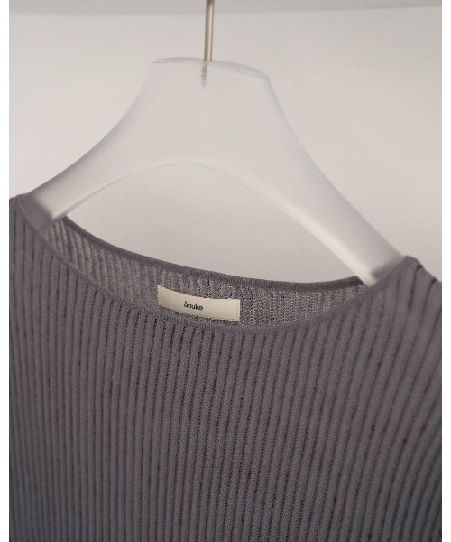 anuke(アンヌーク)の「Sheer Stripe Knit(Tシャツ/カットソー・メンズ・チャコールグレー/オフホワイト・FREE)」の16枚目の写真