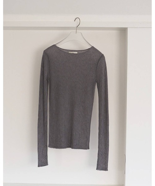 anuke(アンヌーク)の「Sheer Stripe Knit(Tシャツ/カットソー・メンズ・チャコールグレー/オフホワイト・FREE)」の15枚目の写真