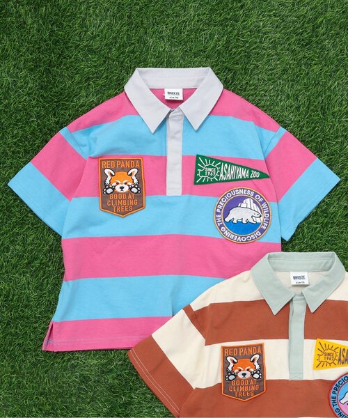 BREEZE(ブリーズ)の「旭山動物園応援商品 ワッペンラガーシャツ(ポロシャツ・キッズ・サックスブルー/キャメル・80/90/100/110/120/130/140)」の2枚目の写真