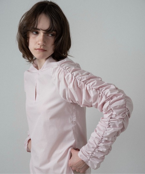 lawgy(ラウジー)の「whip sleeve front hole blouse / ホイップスリーブフロントホールブラウス(シャツ/ブラウス・レディース・ホワイト/ブルー/ピンク・FREE)」の3枚目の写真
