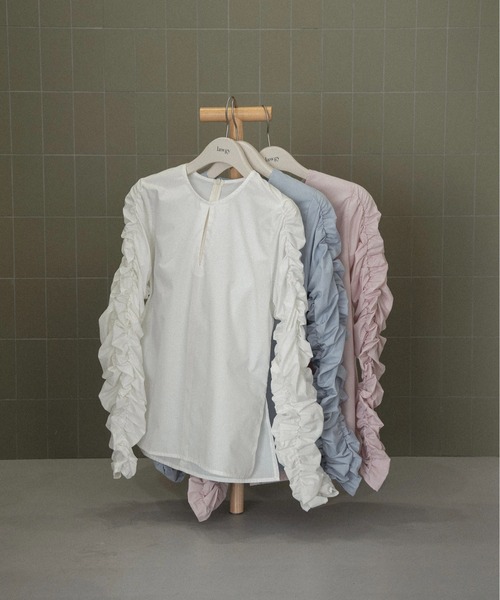 lawgy(ラウジー)の「whip sleeve front hole blouse / ホイップスリーブフロントホールブラウス(シャツ/ブラウス・レディース・ホワイト/ブルー/ピンク・FREE)」の16枚目の写真