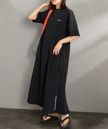 THOUSAND MILE（サウザンドマイル）の「【WEB先行予約】[THOUSAND MILE/サウザンド マイル] 別注 シアサッカー ロゴジップ ショートスリーブワンピース（ワンピース）」