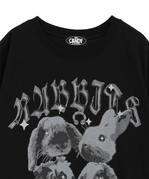Candy Stripper（キャンディストリッパー）の「BUNNIES METAL BIG BIG Tシャツ（Tシャツ/カットソー・レディース・ライトブルー/オフホワイト/ブラック/ピンク・FREE）」の6枚目の写真